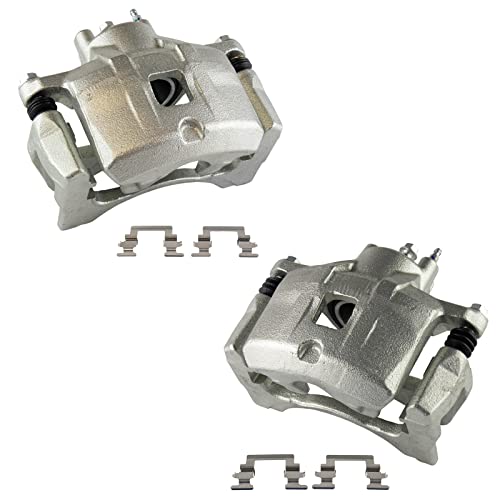 Image of TRQ Front Brake Caliper Set Zinc Coated Brackets Compatible with 2011-2014 Chrysler 200 2007-2010 Sebring 2008-2014 Dodge Avenger 2007-2012 Caliber 2007-2017 Jeep Compass Patriot