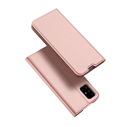 DUX DUCIS fodral för Samsung Galaxy A51, Ultra Fit Flip Folio läderfodral med [Kickstand] [Kortplats] [magnetisk stängning] för Samsung Galaxy A51 (Roséguld)