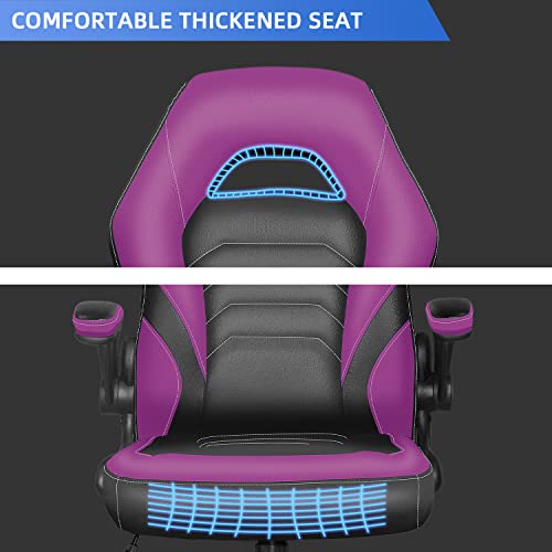 Toszn Dt550 Video Game Chairs, Gamer Chair For Adults, Computer Gaming Chair 330Lb Capacity, Gaming Chairs For Teens, Racing Style Gaming Office Chair With Flip-Up Arms And Lumbar Support, Purple #TOP4