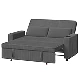 Devoko Divano Letto 2 Posti in Velluto Divano Matrimoniale Prontoletto Estraibile con Schienale Regolabile in 5 Posizioni per Soggiorno, Camera da Letto o Ufficio, 75P x 160L x 93H cm, Grigio