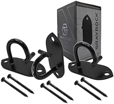 GrayRock Resistance Band Wall Hooks, Workout Wall Mount Anchors, Ceiling Mounted Hook Exercise Station for Body Weight Straps, Strength Training, Physical Therapy Exercise, Home Gym