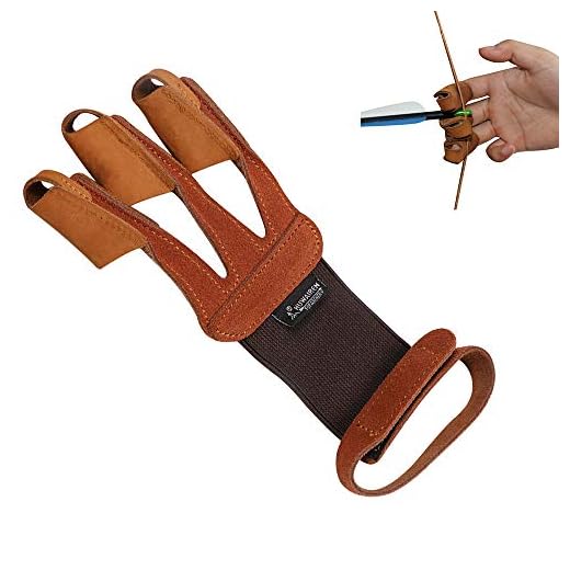 Gazechimp Bogenhandschuh traditionell, Leder Bogenschießen Handschuh, beidhändig geeignet, Braun 13 Huntingdoor 3 Finger-Schutz Handschuhe Leder Handschuhe Fingerschutz Bogensport Zubehör Schießhandschuh für Linkshänder und Rechtshänder