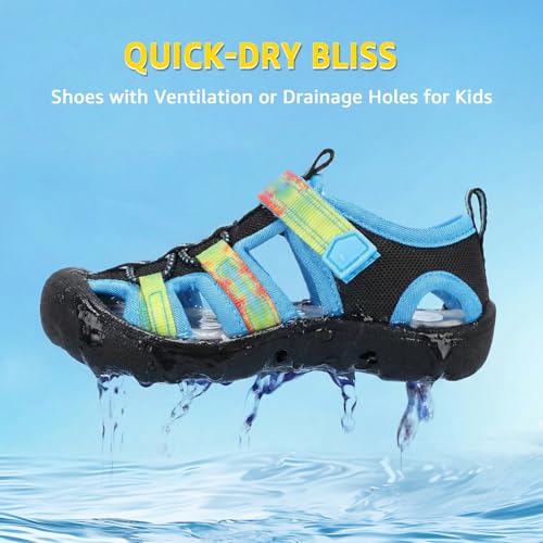 Image of Wide Toe Box Toddler Sandals Water Shoes Boys Girls Quick Dry Summer Beach