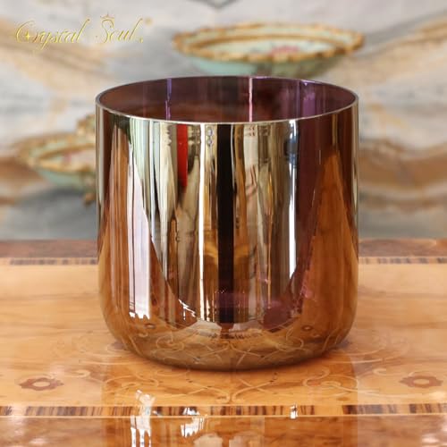 Bol chantant cristal 432Hz 15cm Fa dégradé café doré Crystal Soul