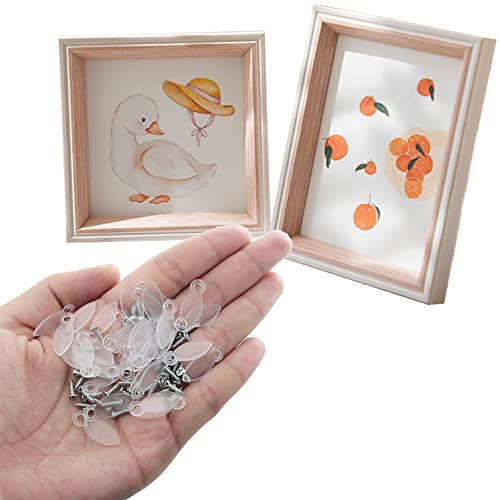 Image of MEETOOT 50pcs Photo Frame Back Plate Buckle 19x8mm Large Size Transparent Plastic Tablet with 3 /4 Screws for Hanging Pictures, Photos and Posters