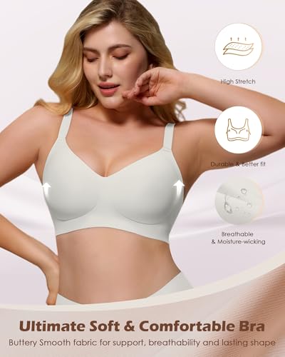 Image of As Fairy Womens Soft Comfortable No Underwire Bras V Neck Seamless Push Up Bralettes Full Coverage Tshirt Brassiere