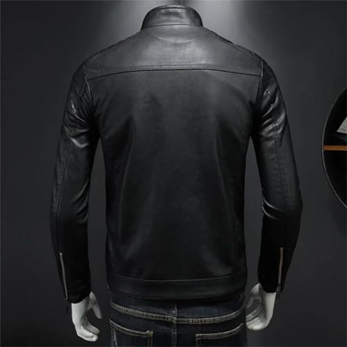 Dcvmvmn Men's Motorcycle Leather Jacket Winter Casual Slim Fit Trend Pu Leather Coat Windproof Outdoor2