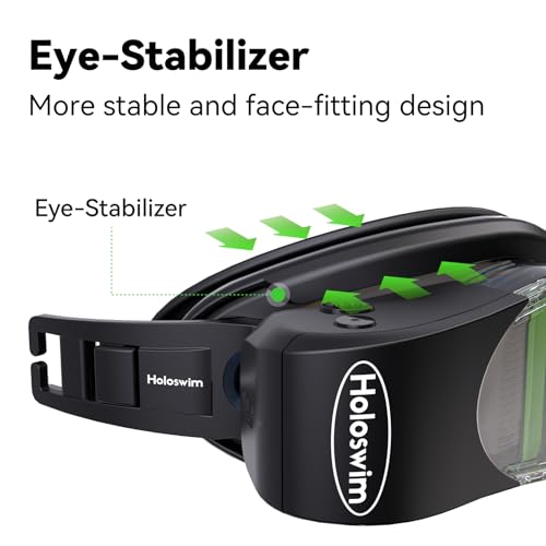 Holoswim Smart Swim Goggles 2GO, AR Real-Time Display Swimming Goggles with AI Stroke Recognition, Data Tracking & Training Plans, No Subscription, TÜV Anti-Fog,Smart Goggles for Pool & Open Water