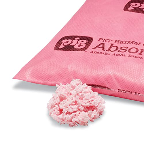 Image of Pig PIL306 Hazmat Chemical Polypropylene Skin Absorbent Pillow, 30 oz Absorbency, 8 inch Length x 8 inch Width x 1 inch Height, Pink (Box of 10)