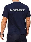 T-Shirt Navy, Notarzt, Schrift Silber beidseitig L