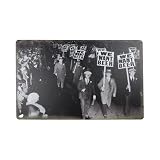 We Want Beer 8'x12' Tin Metal Wall Sign - Rustic Retro Decor with Jute Rope for Home, Cafe, Bar, Man Cave