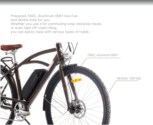 Electric Bike For Adults 28" Vintage Electric Bicycle 28Mph 50+Miles City Commuter Urban Ebike 500W Powerful Motor Removable Large Battery Shimano 7-Speed #TOP5