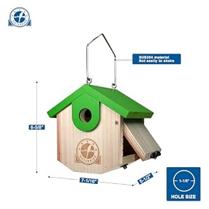 Wren Bird Houses for Outside Cedar Hanging Birdhouses for Outdoors 1-1/8" Entrance Hole Bird Houses for Outside Clearance Wooden Nesting Box Chickadee Predator Guard, Green Wren Bird Houses for Outside Cedar Hanging Birdhouses for Outdoors 1 18 Entrance Hole Bird Houses for Outside Clearance Wooden Nesting Box Chickadee Predator Guard Green