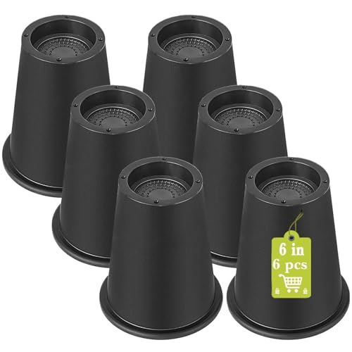 6 Pack Furniture Risers 6 Inch, Bed Risers Heavy Duty for Table Desk Couch Chair Sofa Cabinet Bed Frame Dorm, Round Table Leg Risers Lift Height 6", Black