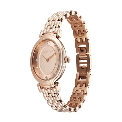 Image of Titan Aura Phase Quartz Analog Rose Gold Dial Rose Gold Stainless Steel Strap Watch for Women-95242WM01