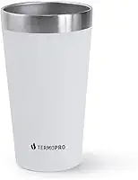 TERMOPRO Copo Térmico para Cerveja Branco 473ml Aço Inox 18/8 Isolamento a Vácuo Mantém Bebidas Geladas até 4h Alta Durabilidade Design Premium Livre de BPA Lava-Louças