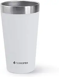 TERMOPRO Copo Térmico para Cerveja Branco 473ml Aço Inox 18/8 Isolamento a Vácuo Mantém Bebidas Geladas até 4h Alta Durabilidade Design Premium Livre de BPA Lava-Louças