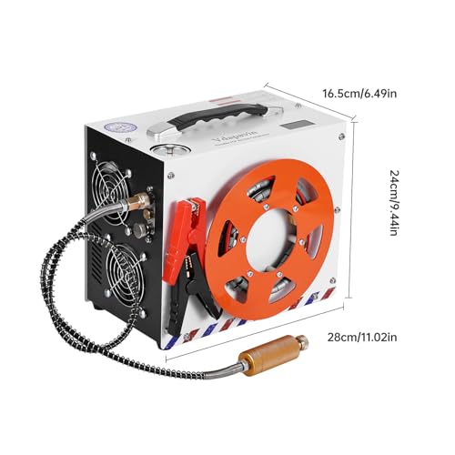 Image of PCP Air Compressor, Portable 4500 PSI /300 Bar Air Pump, supports 12V DC or 120V /220V AC, Auto-stop, oil-free /water-free design, for Paintball, Air Rifle, HPA Tanks