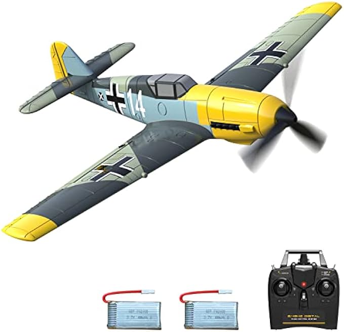 VOLANTEXRC RC Plane 4 CH RC Airplane Ready to Fly BF-109 Remote Control Plane for Beginners with Xpilot Stabilization System, One Key Aerobatic (761-11 RTF)