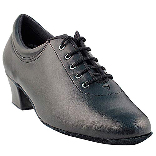 Very Fine Dance Shoes Women's Ballroom Dance Shoes Salsa Latin Practice Dance Shoes Black Leather 2601EB Comfortable 1.5