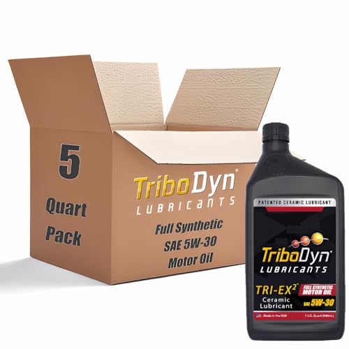 TriboDyn TRI-EX2 5W30 Full Synthetic Motor Oil with Ceramic Coating, API SN, ILSAC GF-5, DEXOS - Patented Ceramic Coating Improves HP and Fuel Economy (5W-30, 5 Quart Pack)