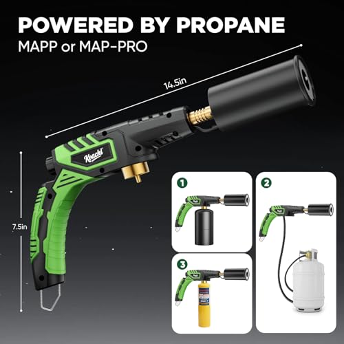 Image of KOACKL Powerful Propane Torch Head 2 Pack, Propane Torch Gun Campfire Starter, Charcoal Lighter, Welding Torch Head for Searing Steak, Soldering, Brazing, Stripping Paint(Tank Not Included)