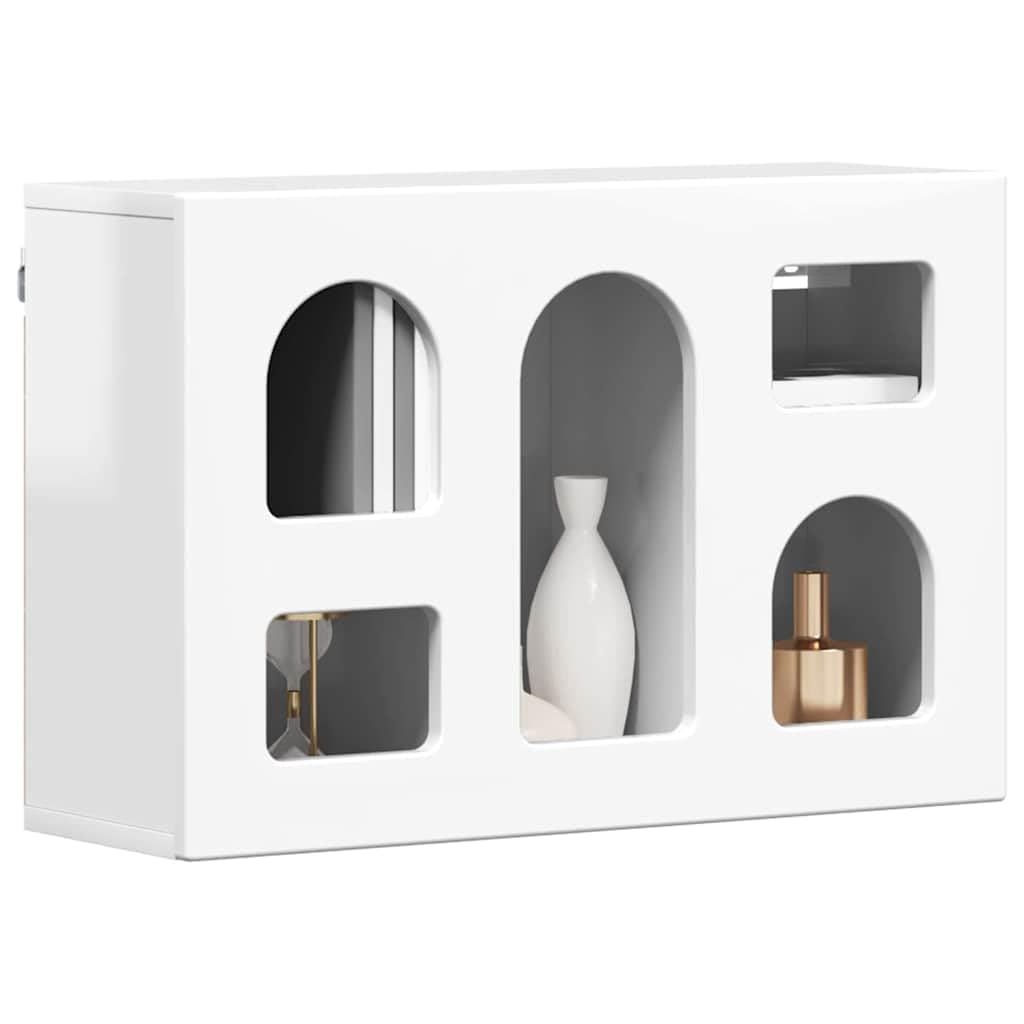 Armadio sospeso moderno, bianco, 60 x 20 x 40 cm, in legno, scaffale da parete per bagno, cucina e corridoio, salvaspazio, design robusto e facile da pulire