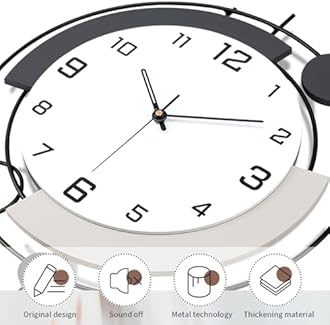 Decorative Wall Clocks with Pendulum,Silent Quality Quartz Battery Operated,Metal Large Wall Clock for Living Room,Kitchen,Home,Bathroom,Bedroom Wall Decor,16x25.6inch