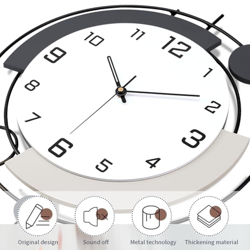 Decorative Wall Clocks with Pendulum,Silent Quality Quartz Battery Operated,Metal Large Wall Clock for Living Room,Kitchen,Home,Bathroom,Bedroom Wall Decor,16x25.6inch