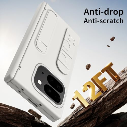 Coque Google Pixel 9 Pro pliable blanc militaire béquille dragonne - 7