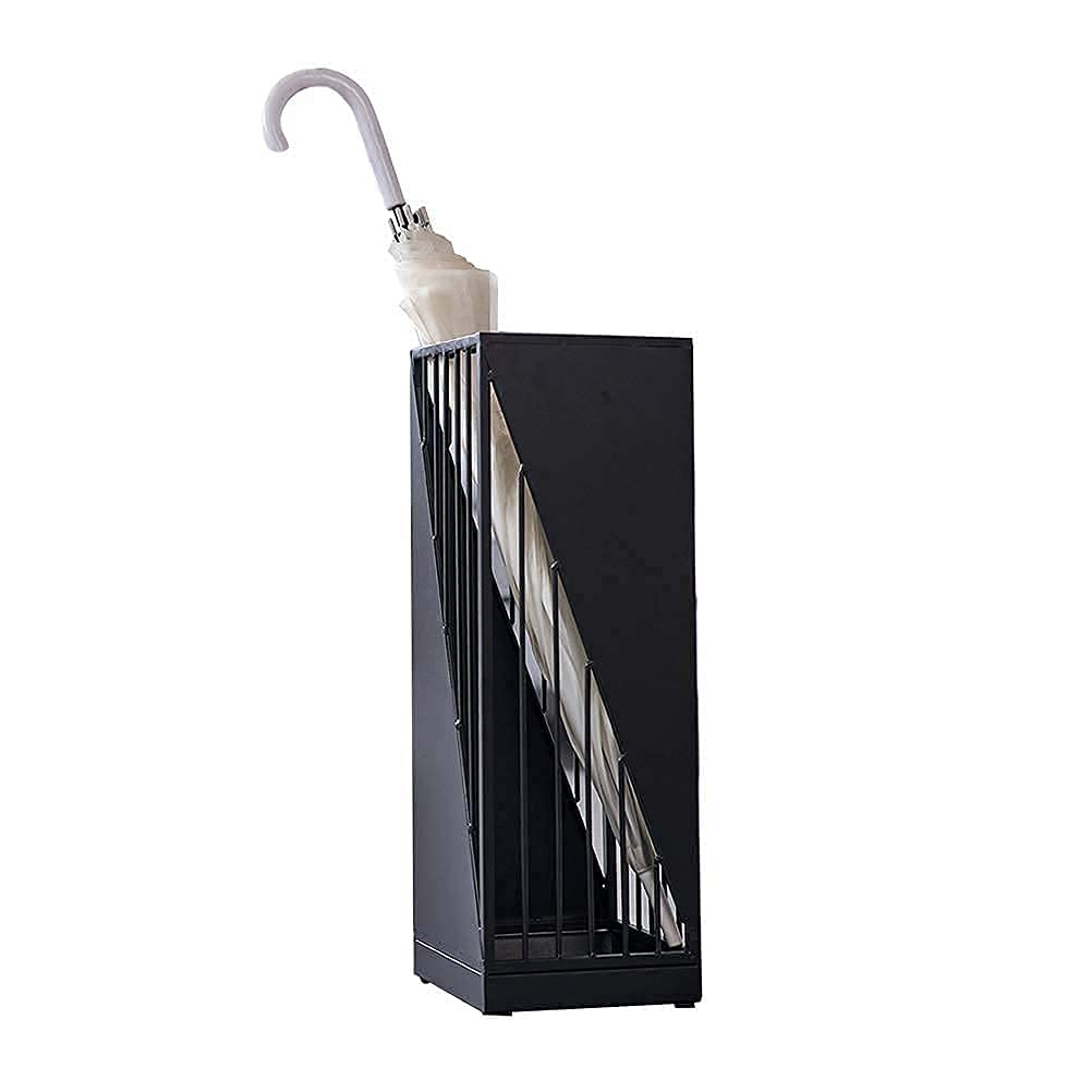 GHHVFEC Metal Wrought Iron Umbrella Stand with 4 Hooks, Hollow Design for Folding Umbrellas, Entryway Storage