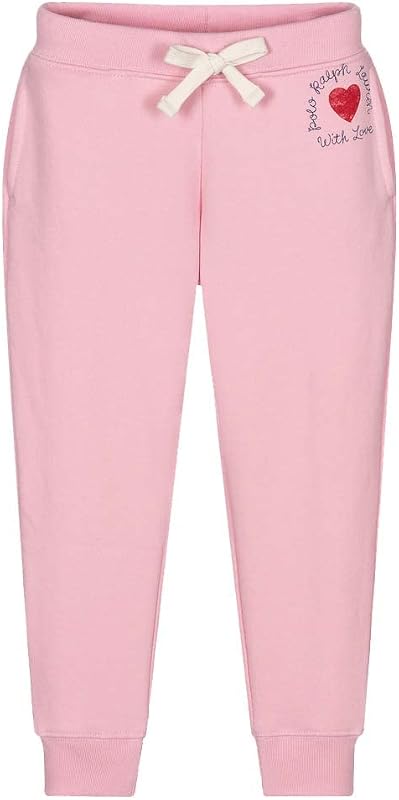 Polo Ralph Lauren Big Girls Graphic Fleece Joggers Pantalones S Pequeño 7 Rosa