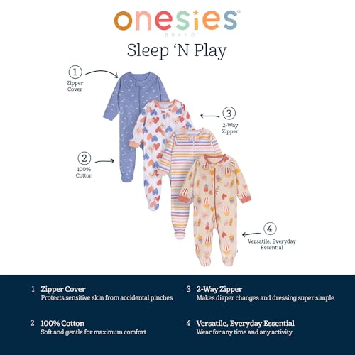 Image of ONESIES Brand Baby Boys Sleepers 4-Pack Footies and Toddler Set