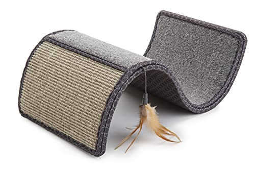 Smartykat Scratch Scroll Sisal & Carpet Cat Scratcher With Feather Toy - Gray, Single Wide #TOP1