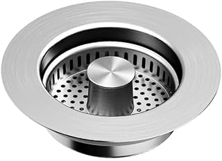 Universal 3-in-1 Kitchen Sink Drain Stopper, Upgraded Stainless Steel Mesh Strainer Basket, Anti-Clog Filter