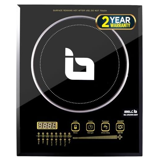 IBELL CROWN200Y 2200W Induction Cooktop, Crystal Glass Top, Touch Buttons, Auto Shut-Off, Overheat Protection, and 8 Cooking Modes