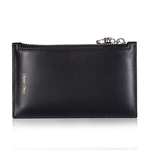 Image of HISCOW Pocket Card Holder 5cc with Zip - Full Grain Leather (Zippered Black)