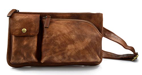 Brown leather pouch sling bag satchel leather retro pouch mens women vintage bag leather crossbody leather waist bag