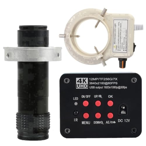 Cámara de microscopio 4K para inspección industrial UHD 60FPS con lente C-mount 120X azul