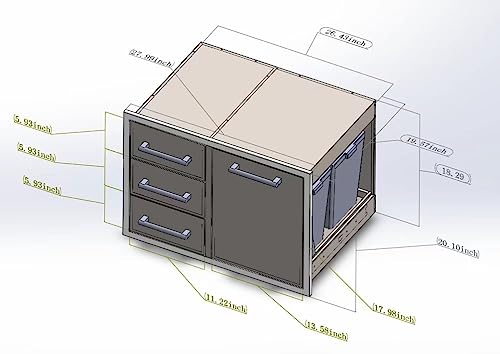 Globamboo 42141 Outdoor Kitchen Drawer Combo, Bbq Access Trash Drawer Combo thumb #8