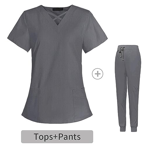 Ensemble blouse médicale et pantalon jogging infirmière gris XS