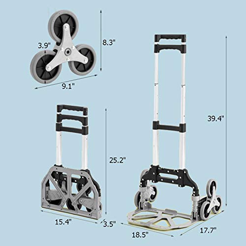 Draagbare Opvouwbare Trapklimmerwagen, in Hoogte Verstelbare Aluminiumlegering Heavy Duty 176 Lbs Capaciteit… - Afbeelding 7