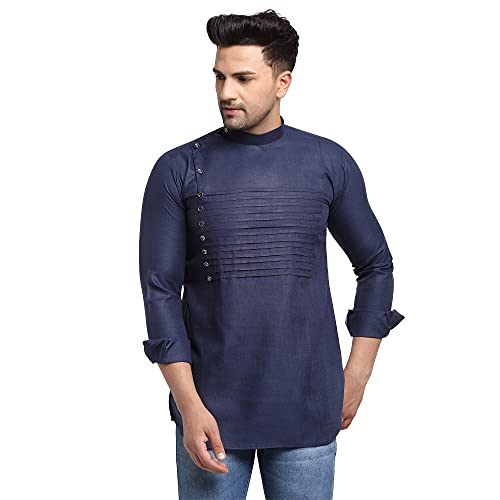 Image of SAIFOO Men's Rich Cotton Blind Short Kurta