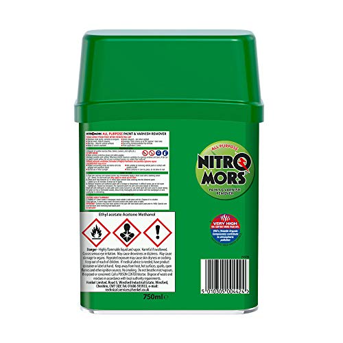 Nitromors All Purpose Paint and Varnish Remover, Paint Remover for Wood, Metal and Masonry, High-Strength Paint Stripper with Colour Indicator, Non-Drip Paint Remover Gel, 1 x 750 ml Tin