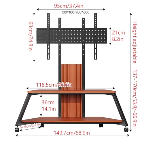 Soporte móvil para TV con ruedas altura ajustable miniatura 2