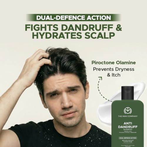Image of The Man Company Anti-Dandruff Shampoo for Men with 2% Salicylic Acid, Piroctone Olamine & Climbazole | 200 ml | Controls Dandruff from First Wash | Reduces Scalp Itch & Flakes | Oil Balance & Hair Strength | Sulfate-Free Daily Shampoo