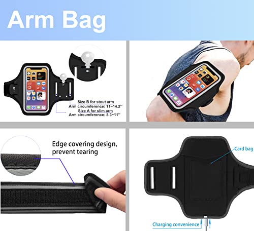 7 In 1 Running Belt Pouch Fanny Pack Kit For All Phone, Cell Phone Armband Case Running Holder With Card Key Bag, Mesh Drawstring Bag, Sports Headband, Cooling Microfiber Towel For Sports - Black #TOP2