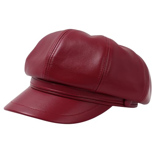 Casquette plate en cuir PU pour femme : finis les bérets qui glissent en hiver