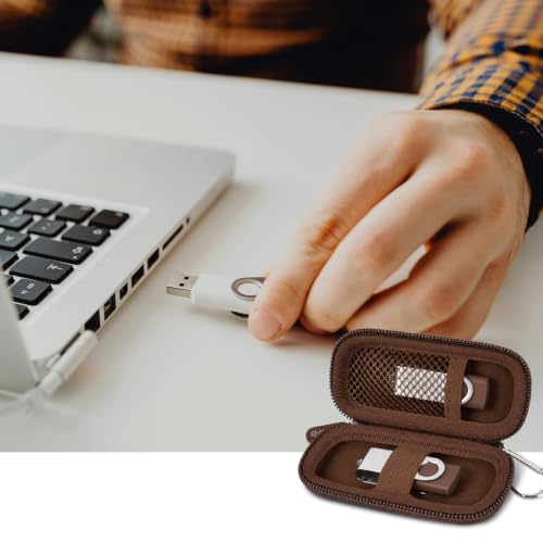 Image of USB Flash Drive Case, SD Card /Thumb Drive /Memory Cards Holder, Bag Only | SDXC /SDHC Storage, Electronic Accessories Organizer for SanDisk / for Samsung, for Students /IT /Office /School /Travel, D-Brown
