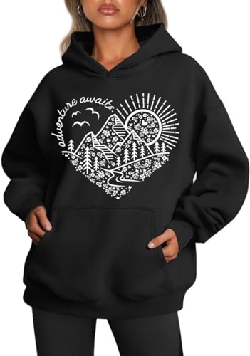 Earlymemb Women’s Adventure Graphic Hoodie with Pocket